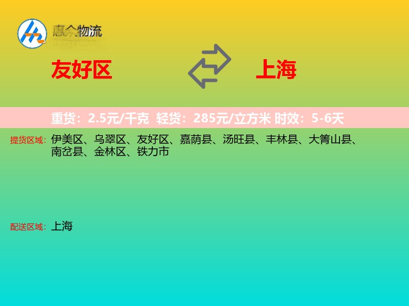 友好区到上海物流专线