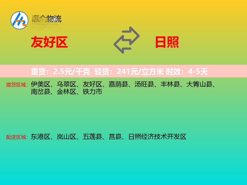 友好区到日照物流专线