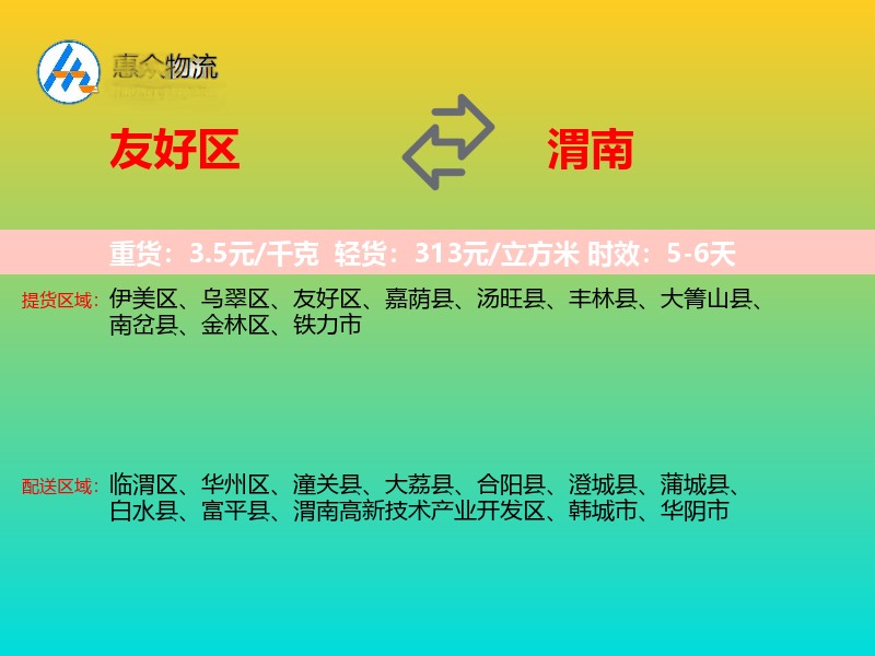 友好区到渭南物流专线