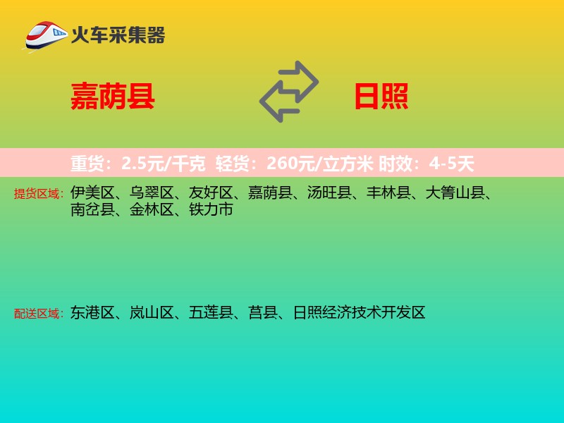 嘉荫县到日照物流专线