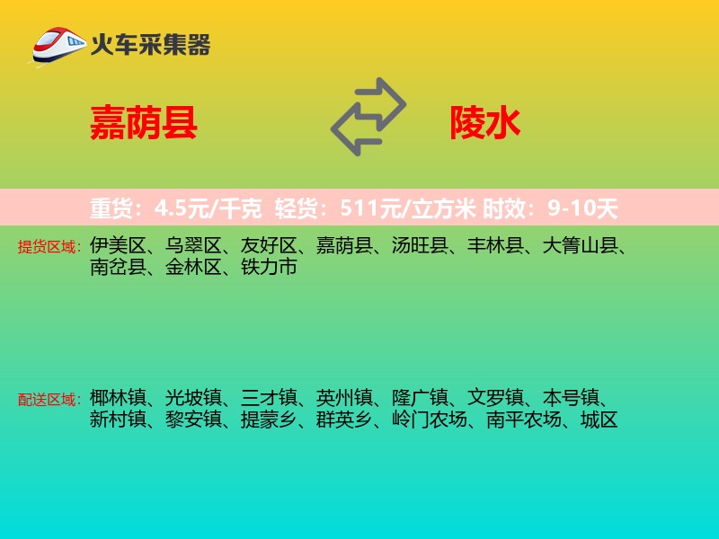 嘉荫县到陵水物流专线