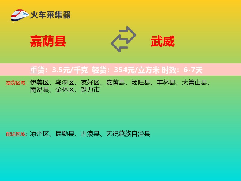 嘉荫县到武威物流专线