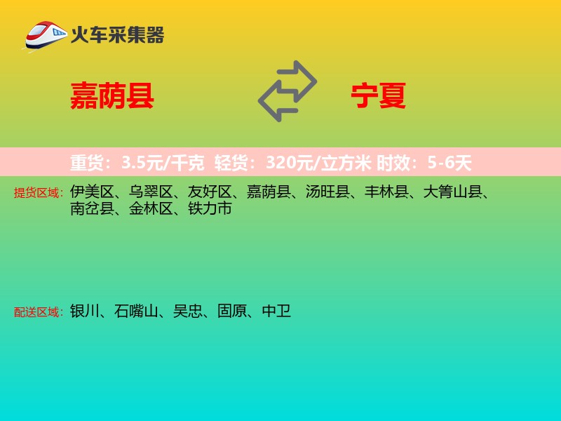 嘉荫县到宁夏物流专线