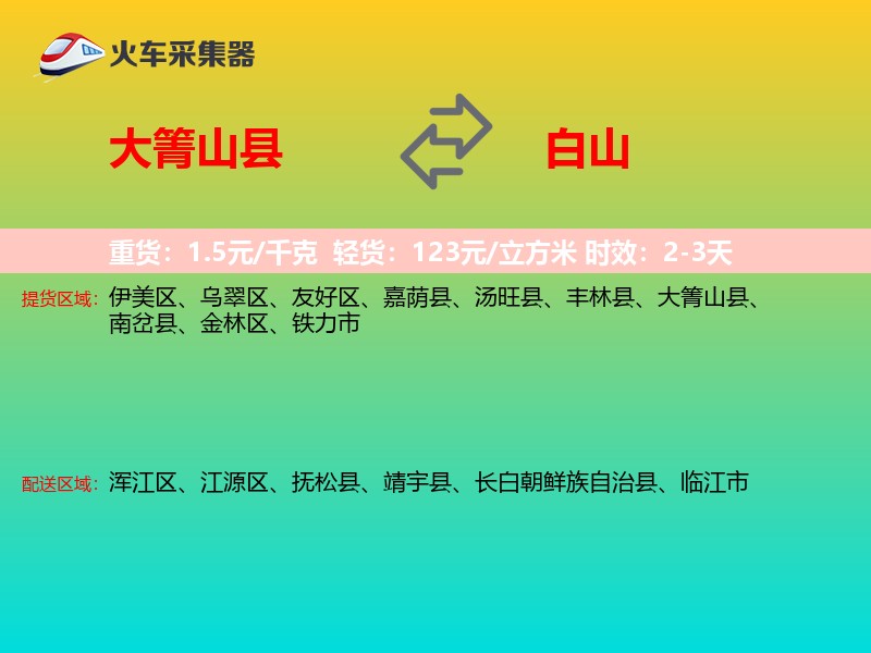 大箐山县到白山物流专线