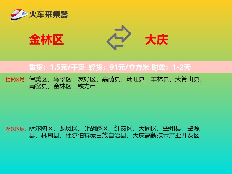 金林区到大庆物流专线
