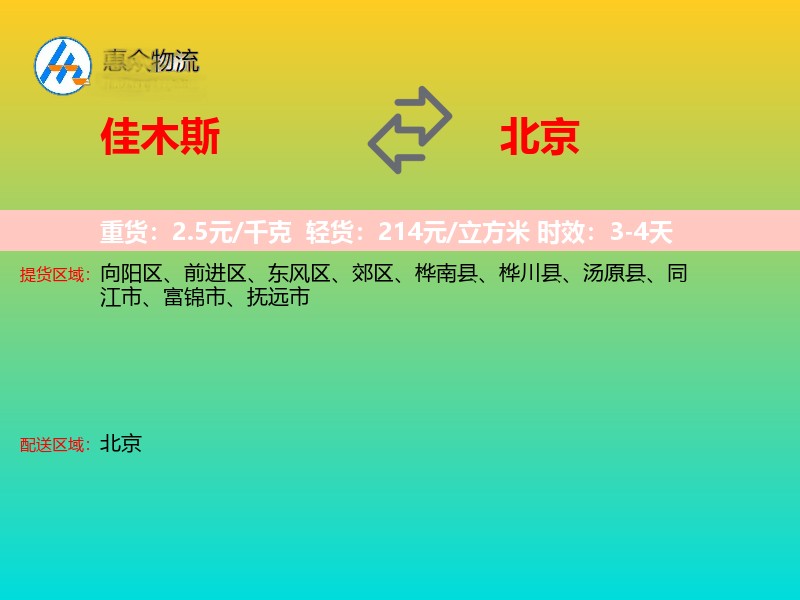 佳木斯到北京轿车托运