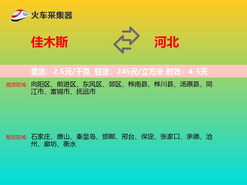 佳木斯到河北物流专线