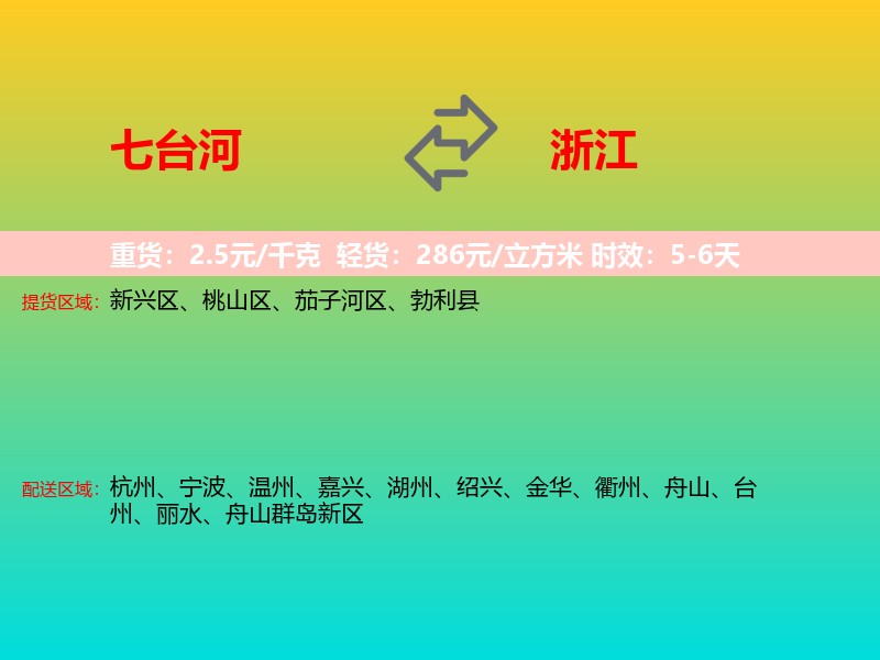 七台河到浙江长途搬家