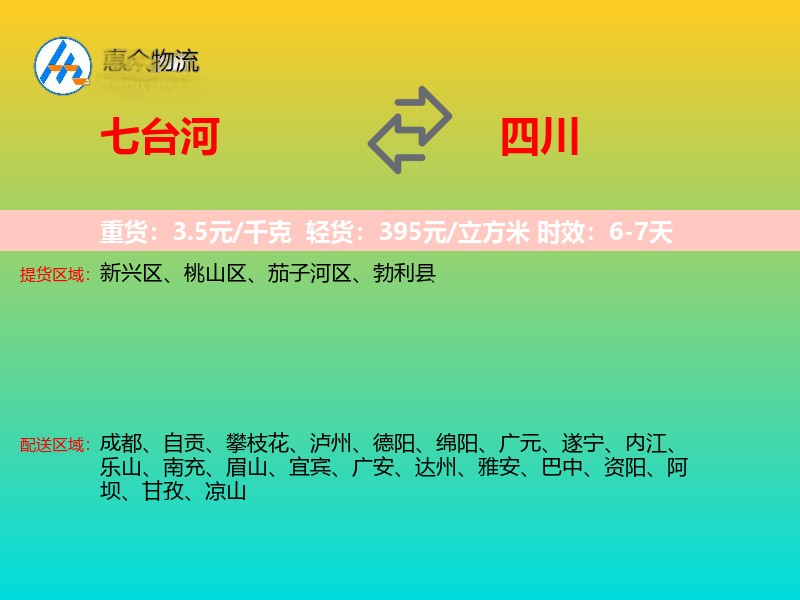 七台河到四川物流专线