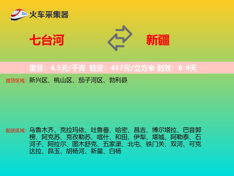 七台河到新疆物流专线