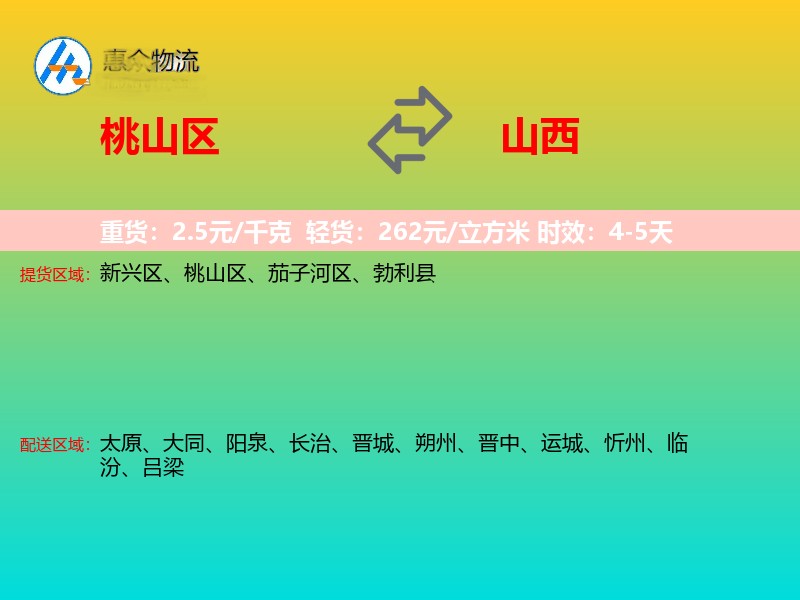桃山区到山西长途搬家