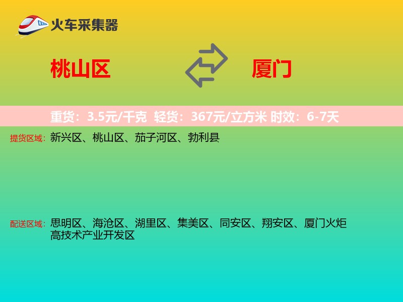 桃山区到厦门物流专线