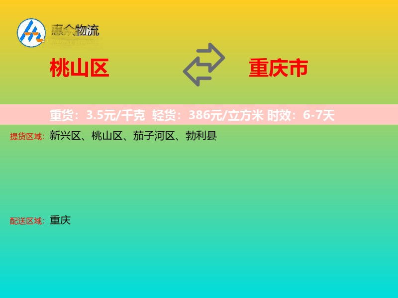 桃山区到重庆市物流专线