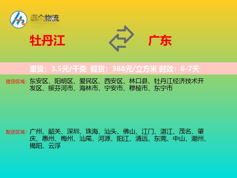 牡丹江到广东轿车托运