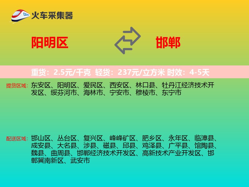 阳明区到邯郸物流专线