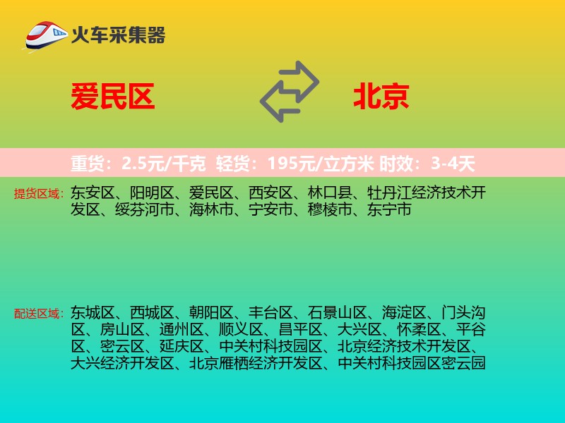 爱民区到北京物流专线