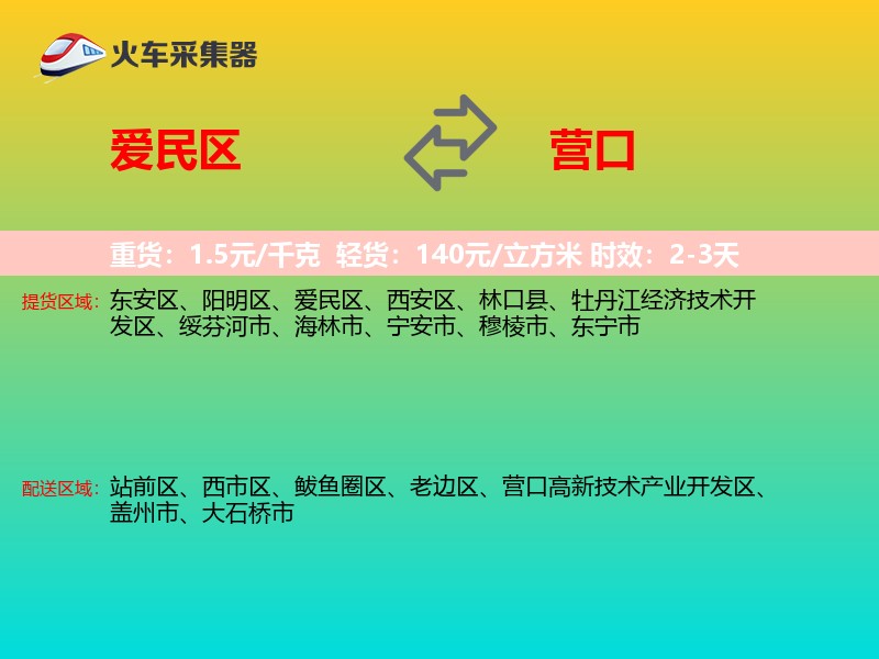 爱民区到营口物流专线