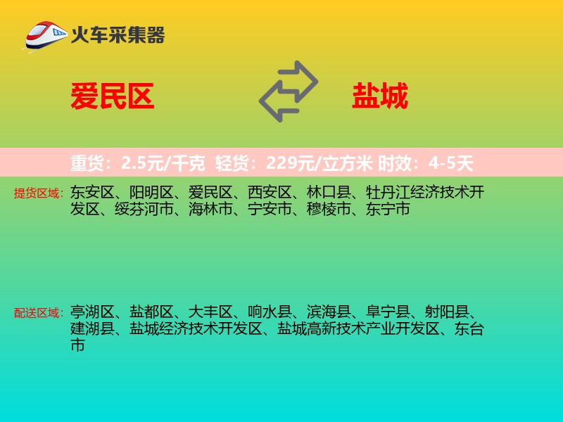 爱民区到盐城物流专线