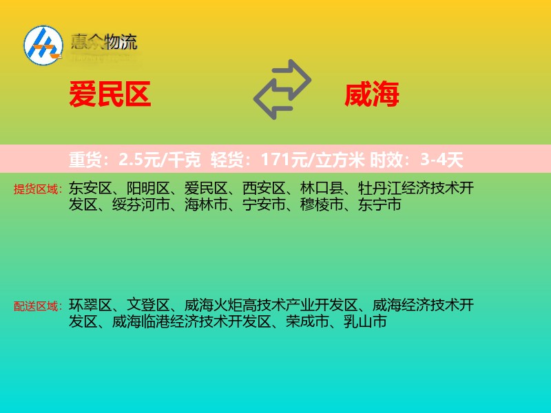 爱民区到威海物流专线