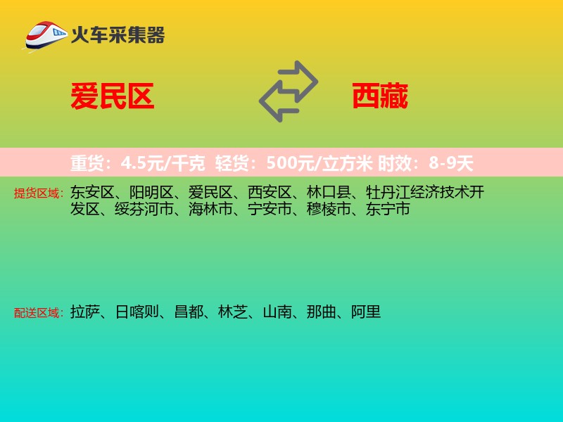 爱民区到西藏物流专线