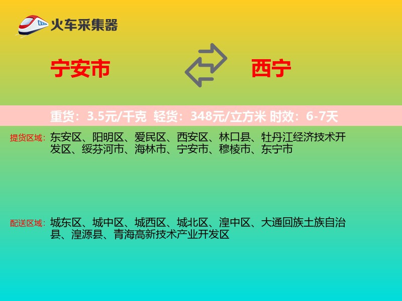 宁安市到西宁物流专线