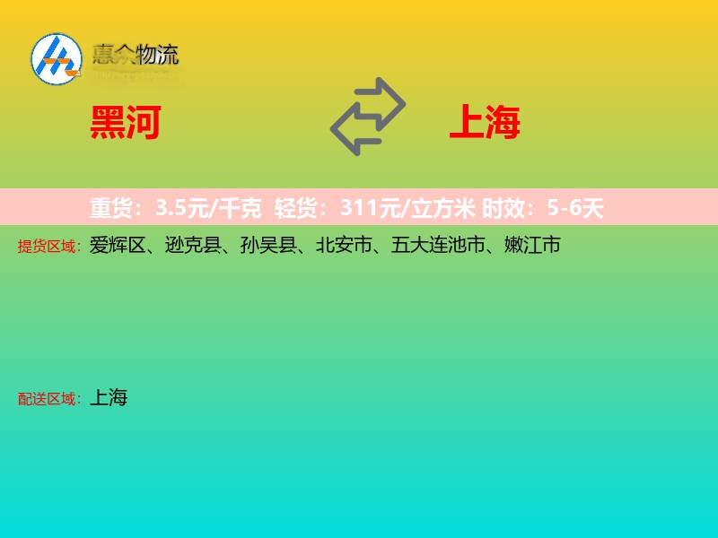 黑河到上海轿车托运
