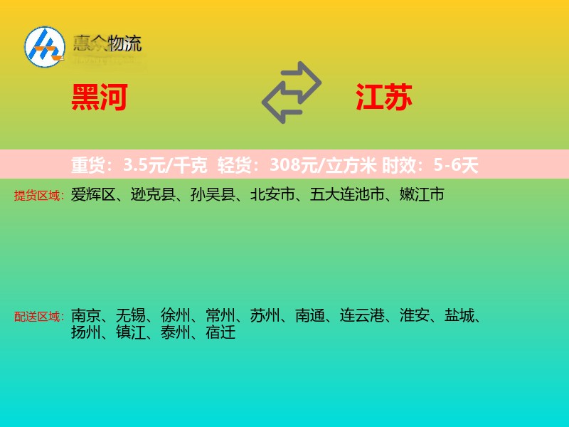 黑河到江苏轿车托运