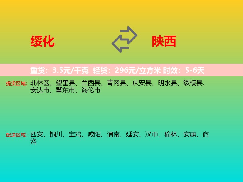 绥化到陕西长途搬家