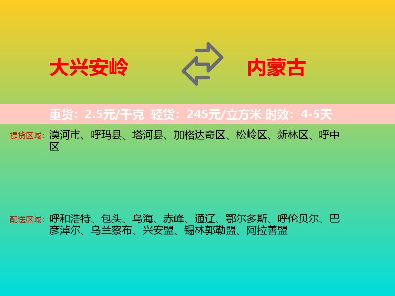 大兴安岭到内蒙古长途搬家