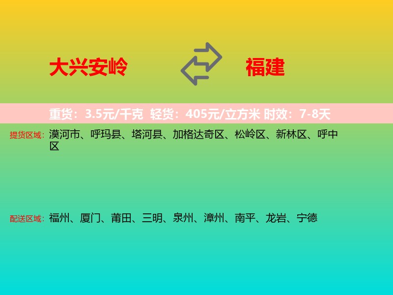 大兴安岭到福建长途搬家