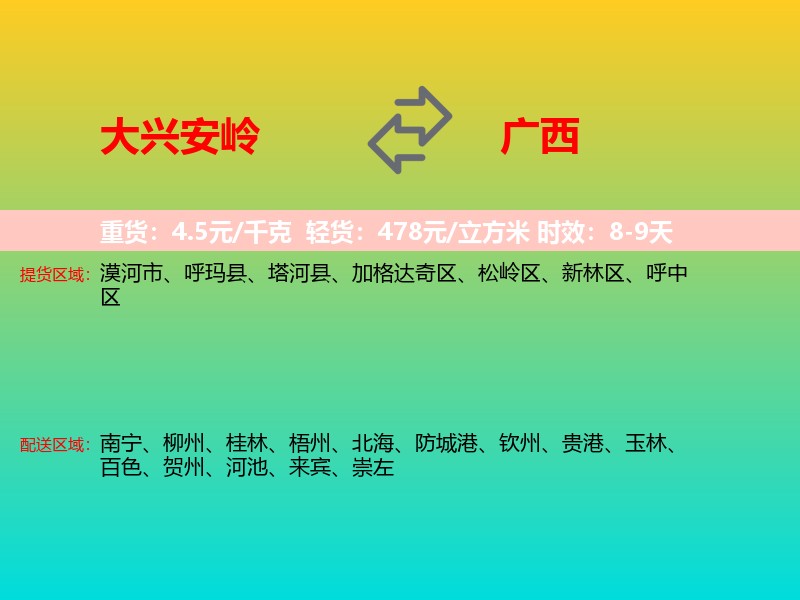 大兴安岭到广西长途搬家