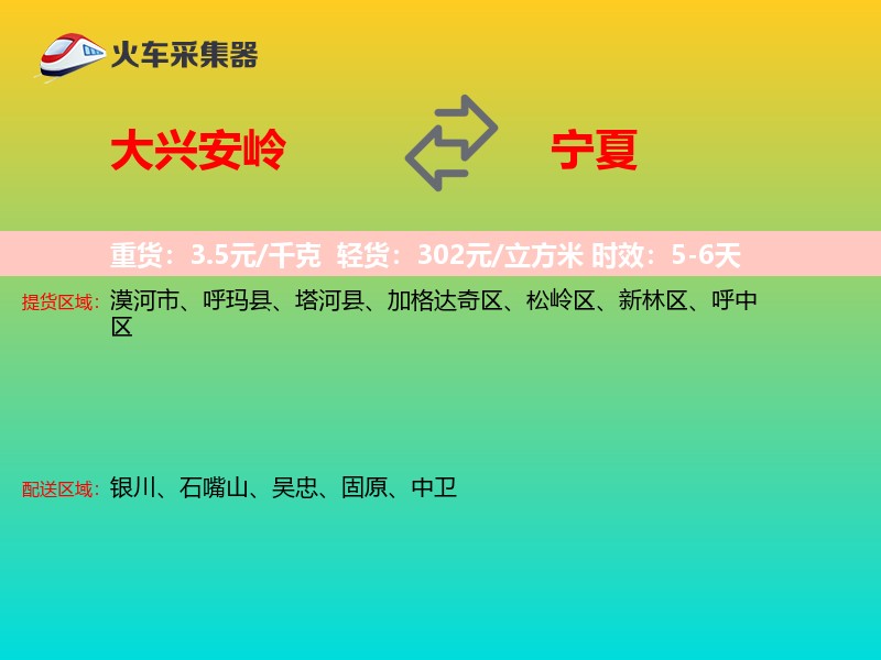 大兴安岭到宁夏物流专线