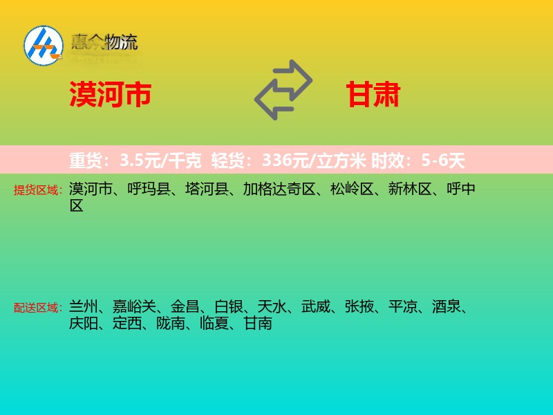 漠河市到甘肃长途搬家