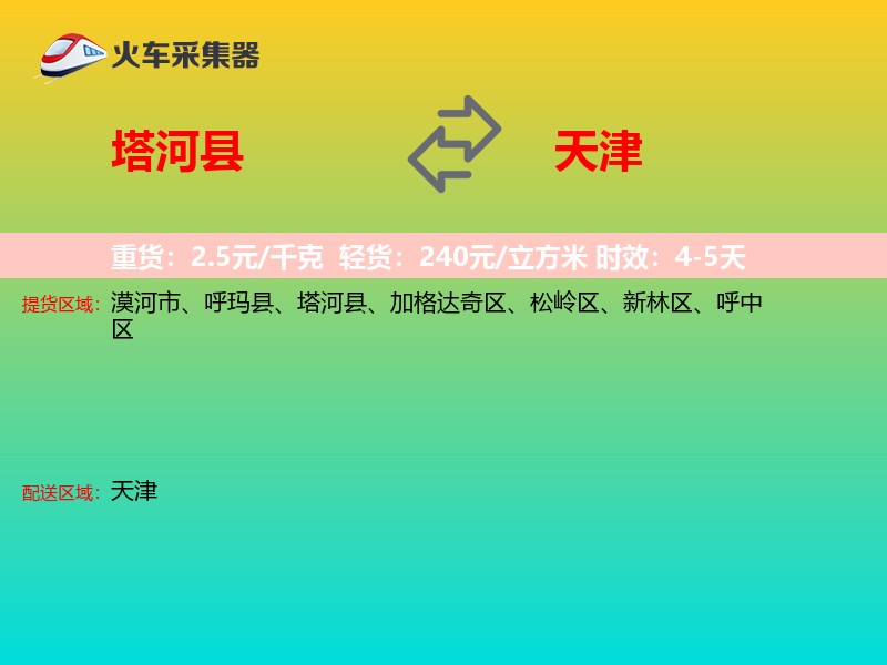 塔河县到天津长途搬家