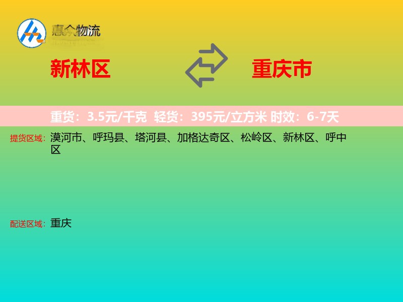 新林区到重庆市物流专线