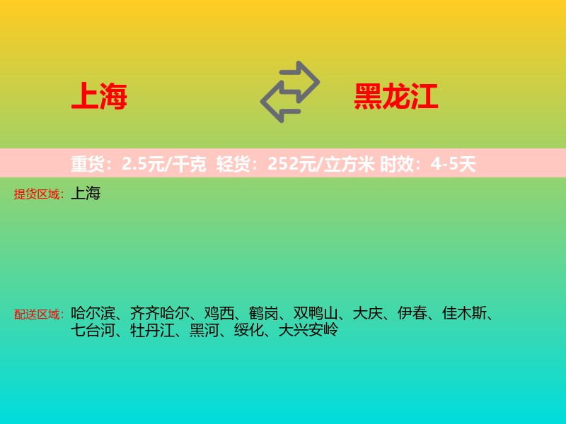 上海到黑龙江长途搬家