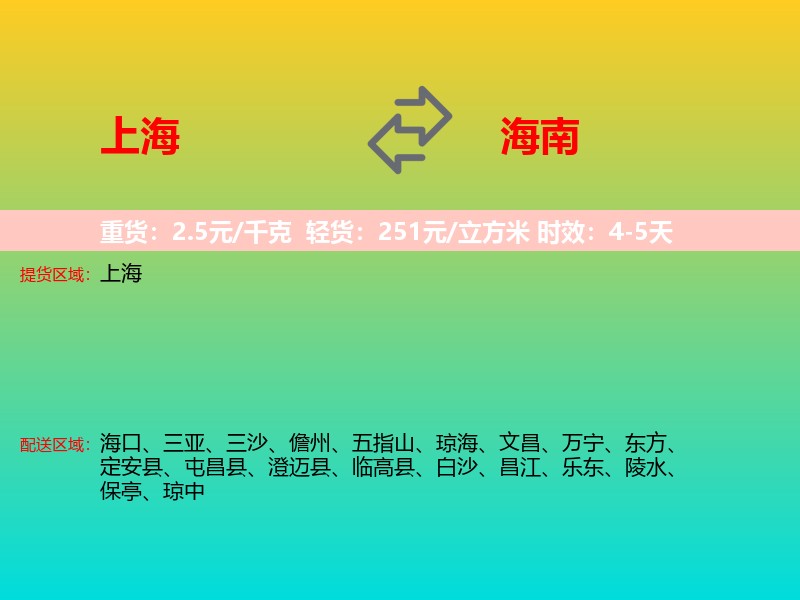 上海到海南长途搬家