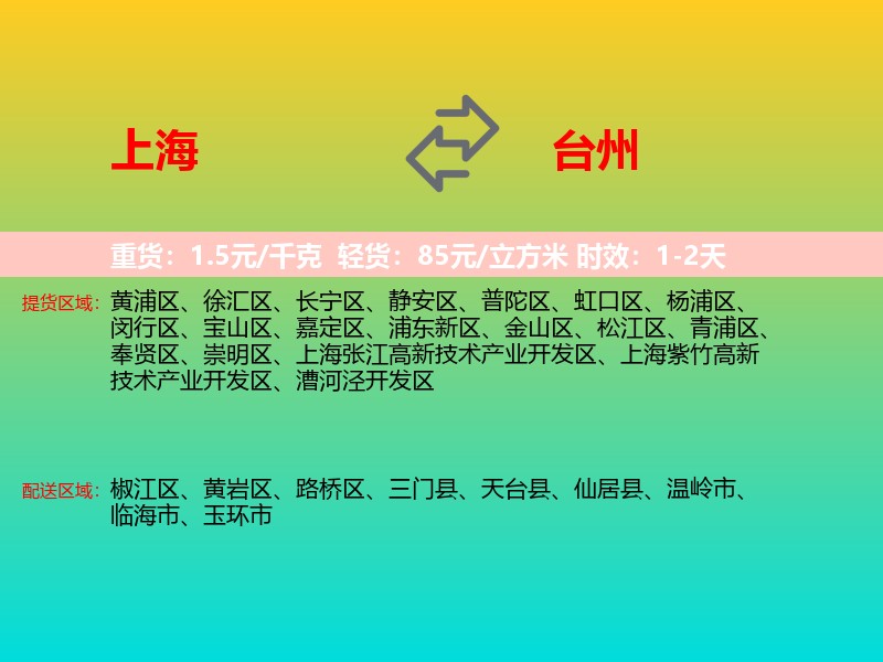 上海到台州物流专线价格时效