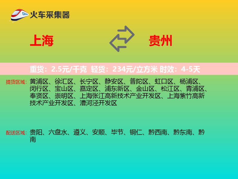 上海到贵州物流专线