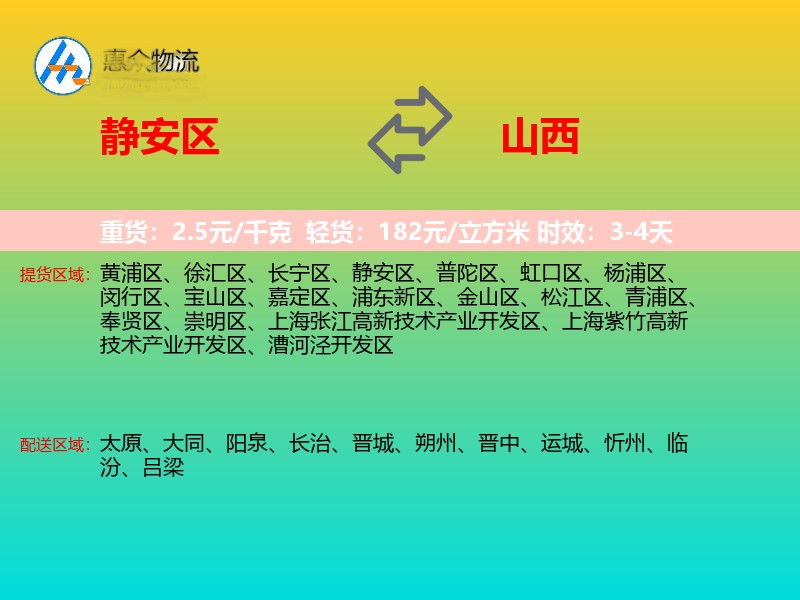 静安区到山西物流专线
