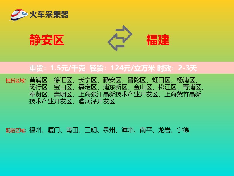 静安区到福建物流专线