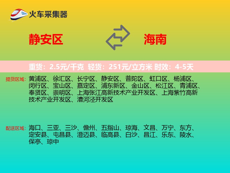 静安区到海南物流专线