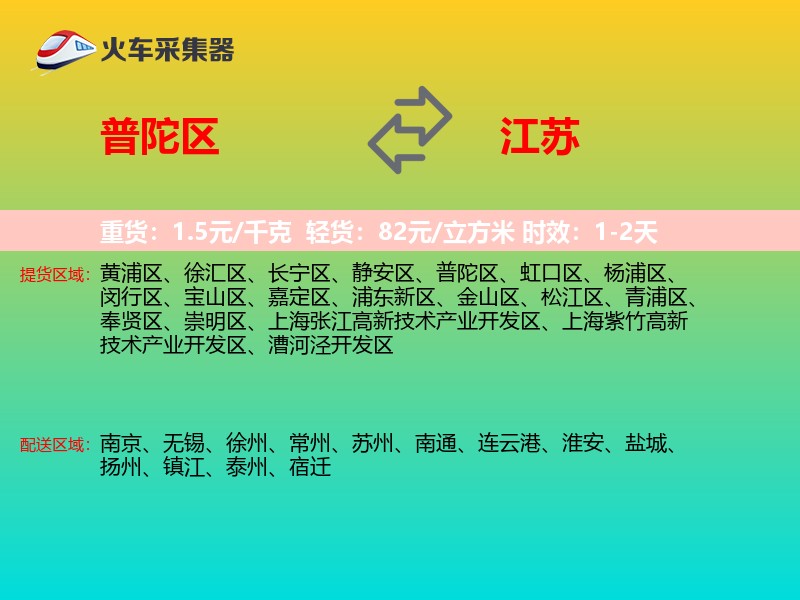 普陀区到江苏物流专线