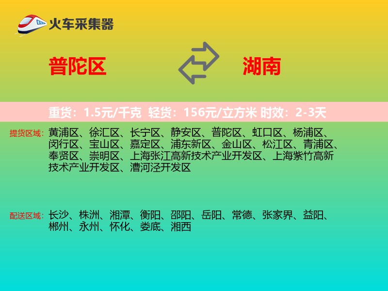 普陀区到湖南轿车托运
