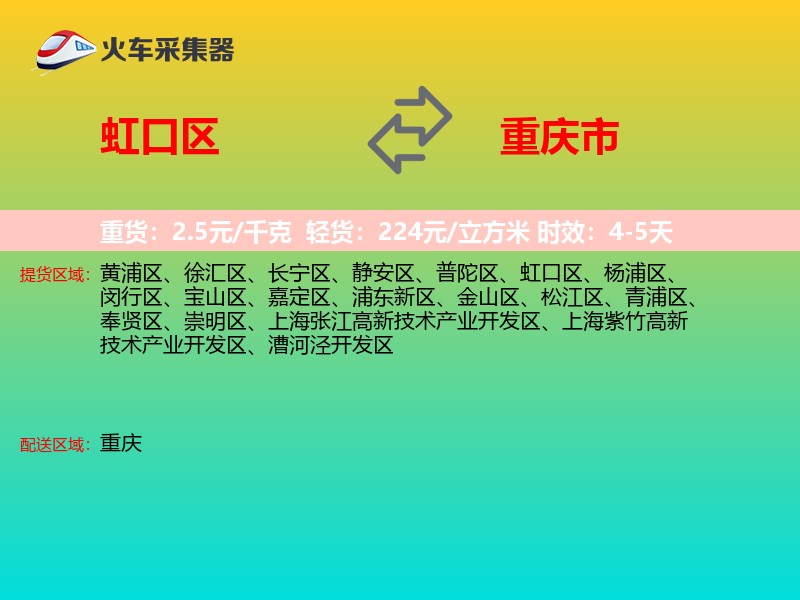 虹口区到重庆市轿车托运