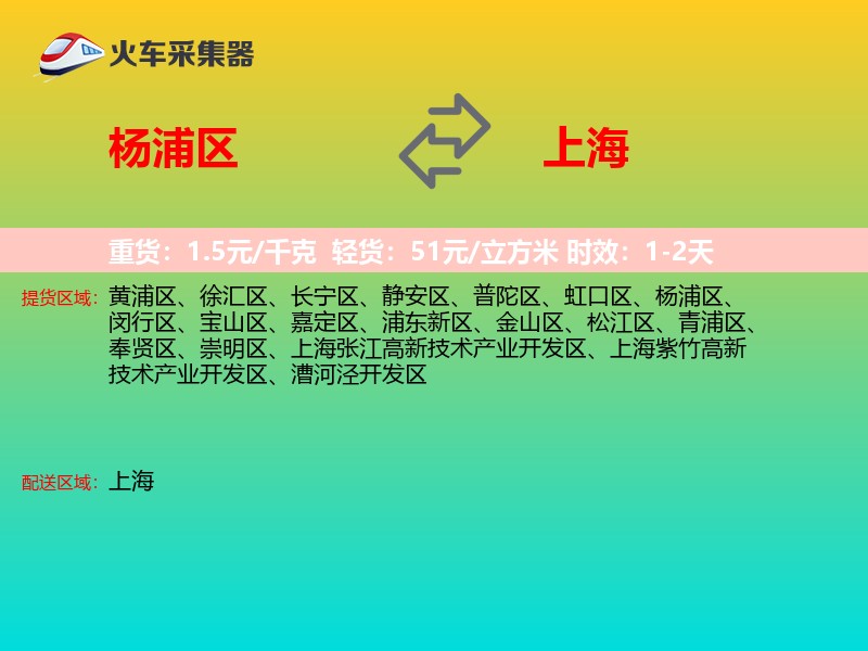 杨浦区到上海物流专线