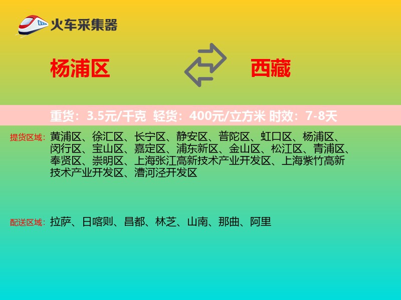杨浦区到西藏物流专线