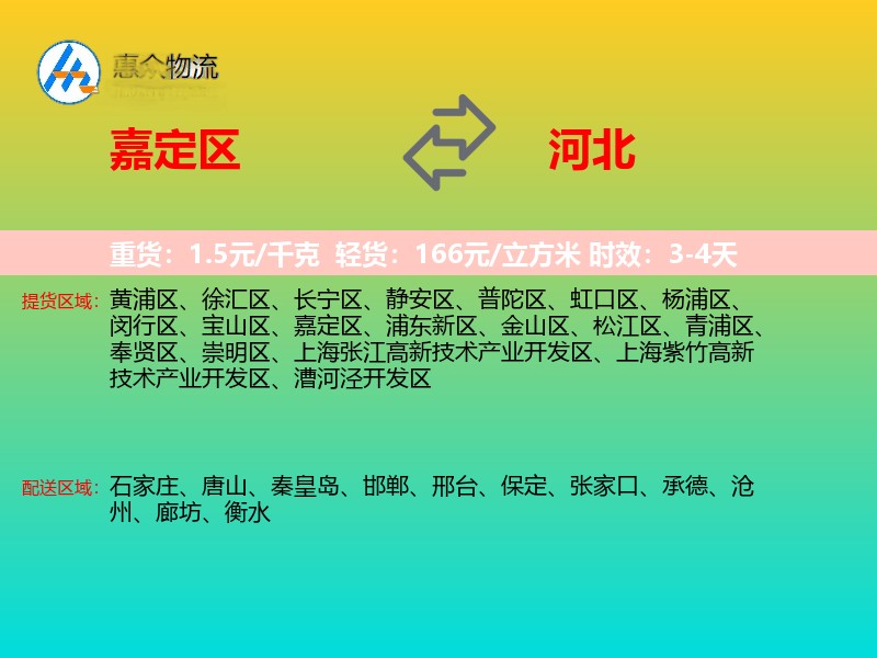 嘉定区到河北轿车托运