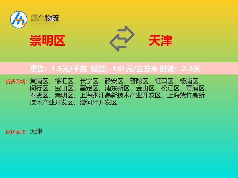 崇明区到天津物流专线