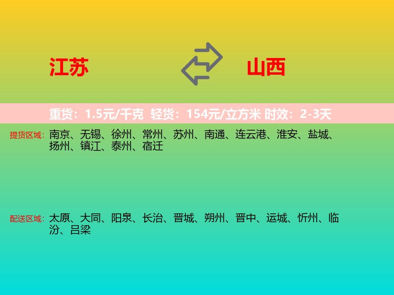 江苏到山西长途搬家